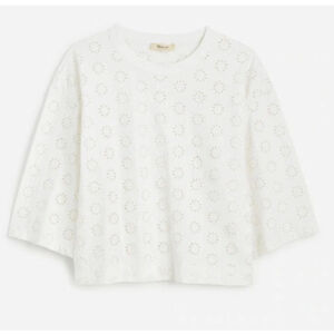 NWT Madewell Embroidered Wide-Sleeve Boxy Tee in XXS in white